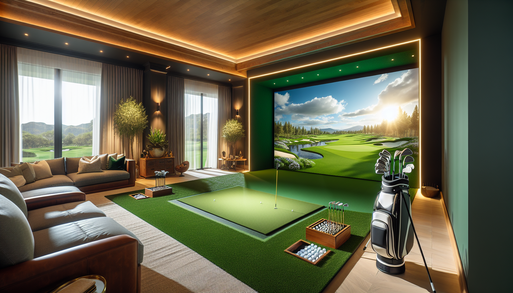 An indoor golf simulator